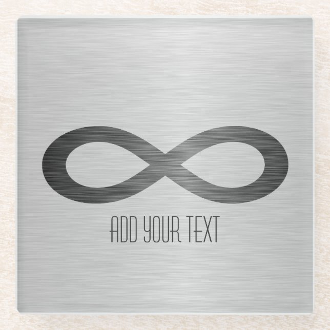 Dessous-de-verre En Verre Symbole d'infini sur la texture métallique de Faux (Devant)