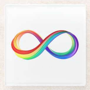 Dessous-de-verre En Verre Symbole d'infinité arc-en-ciel stratifié