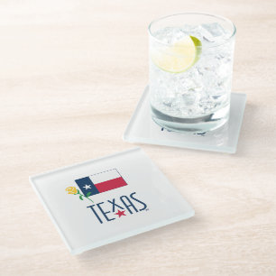 Dessous-de-verre En Verre Symboles du Texas, du Texas, du Drapeau et du verr