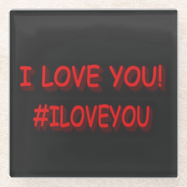 Dessous-de-verre En Verre Sympa Design d'expression "JE VOUS AIME !". Comman (Devant)