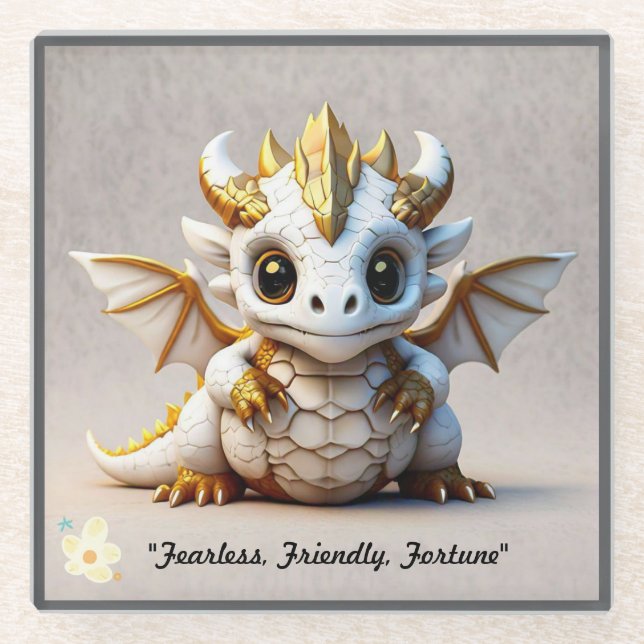 Dessous-de-verre En Verre "Sympa Dragon Character" (Devant)