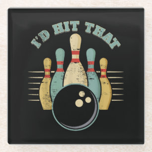 Dessous-de-verre En Verre T-Shirt Vintage de bowling amusant Je frappais ce