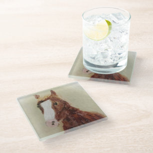 Dessous-de-verre En Verre Tableau Brown en verre de cheval
