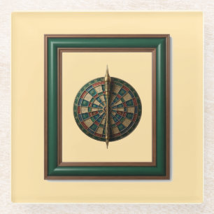 Dessous-de-verre En Verre Tableau de fléchettes de fantaisie avec fléchette
