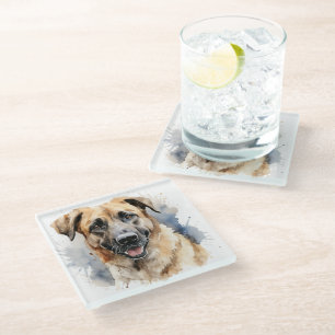 DESSOUS-DE-VERRE EN VERRE TAN ET NOIR GRAND CHIEN ANATOLIEN SHEPHERD