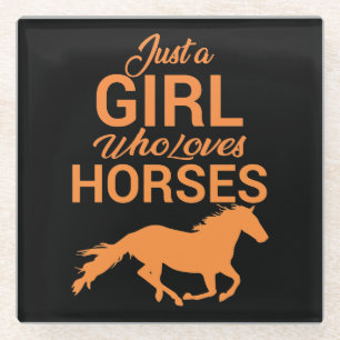 Dessous-de-verre En Verre Tangerine Une Fille Qui Aime Les Chevaux
