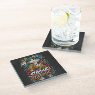 Dessous-de-verre En Verre Tapis de souris Cool Cat Lover - Sasha Catwalk Sty