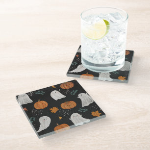 Dessous-de-verre En Verre Tapis de souris Halloween – Fantômes, citrouilles
