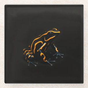 Dessous-de-verre En Verre Tapis de verre noir 4 Luxe, Grenouille noire orang
