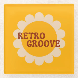 Dessous-de-verre En Verre Tapis de verre Retro Groove