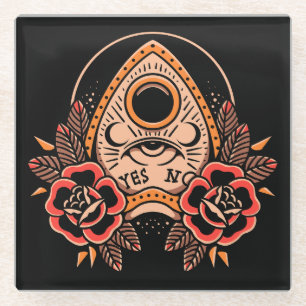 Dessous-de-verre En Verre Tapis de verre tatoué Old School Planchette