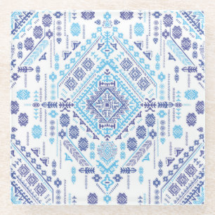 Dessous-de-verre En Verre Tapis en cachemire indien, motif de mandala ethniq