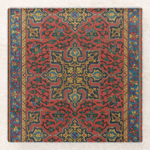 Dessous-de-verre En Verre Tapisserie de tapis persan rouge bleu classique