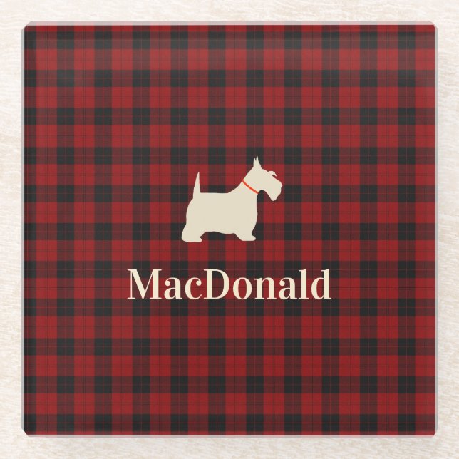 Dessous-de-verre En Verre Tartan écossais Scotty | personnalisé (Devant)