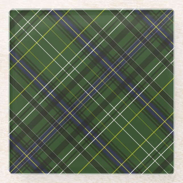 Dessous-de-verre En Verre Tartan en vert (Devant)