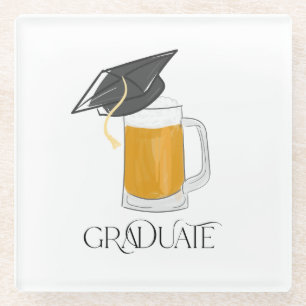 Dessous-de-verre En Verre Tasse de bière de fin d'études & Toge de graduatio