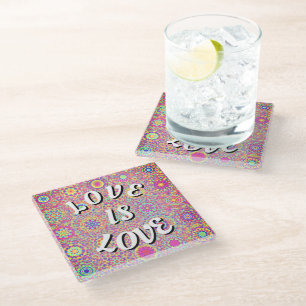 Dessous-de-verre En Verre Tasse en verre Love Is Love Pride