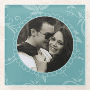 Dessous-de-verre En Verre Teal floral