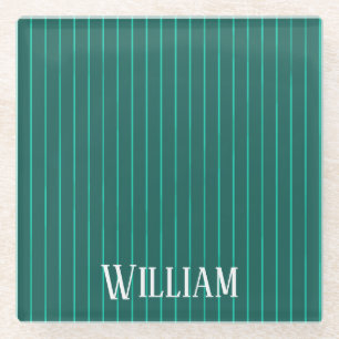 Dessous-de-verre En Verre Teal pinstripes