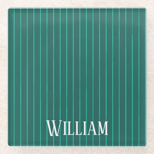 Dessous-de-verre En Verre Teal pinstripes (Devant)