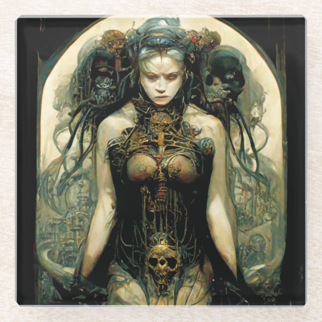 Dessous-de-verre En Verre Technologie biologique Femme Imaginaire Sci-Fi (Devant)