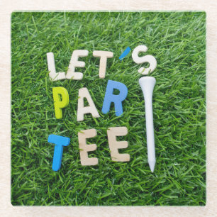 Dessous-de-verre En Verre Terrain de golf avec mot de la partie de golf sur