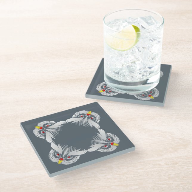 Dessous-de-verre En Verre Tête de chouette (Incliné)