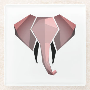 Dessous-de-verre En Verre Tête d'éléphant géométrique 