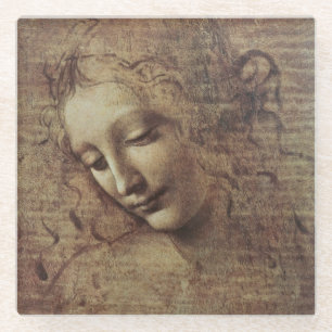 Dessous-de-verre En Verre Tête d'une jeune femme avec les cheveux ébouriffés