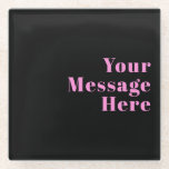 Dessous-de-verre En Verre Texte éditable rétro-moderne | Noir et rose<br><div class="desc">Texte rétro-moderne élégant pour un nom ou tout autre texte,  modifiable à votre guise !</div>