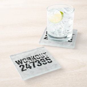 Dessous-de-verre En Verre Texte usé et rayé Workout 247365 rustique