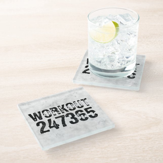 Dessous-de-verre En Verre Texte usé et rayé Workout 247365 rustique (Incliné)