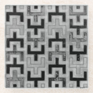 Dessous-de-verre En Verre Textile africain en tissu boueux avec Motifs géom