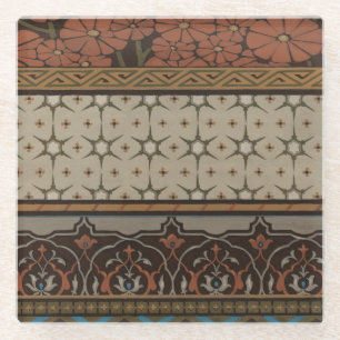 Dessous-de-verre En Verre Textile d'héritage avec les motifs décoratifs