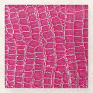 Dessous-de-verre En Verre Texture à motif d'alligator rose