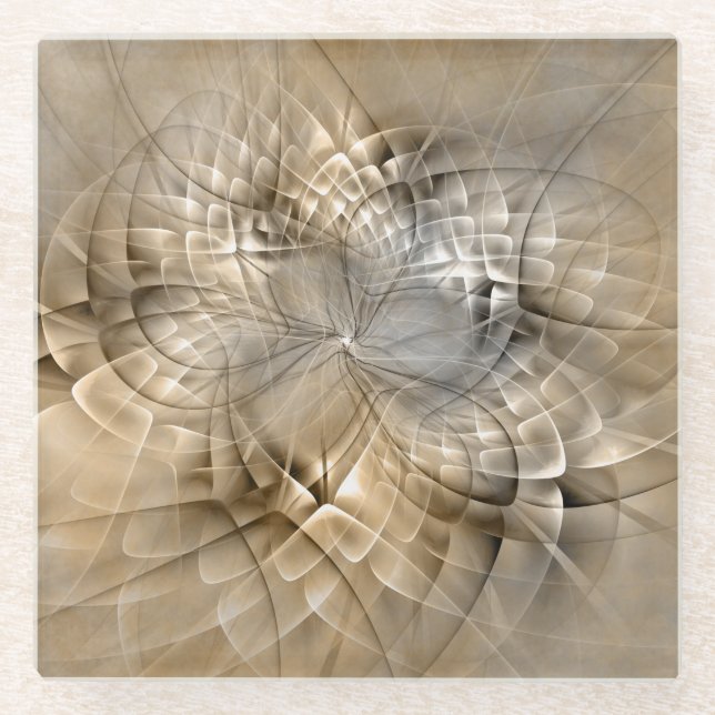 Dessous-de-verre En Verre Texture d'art fractal moderne abstrait tons de ter (Devant)