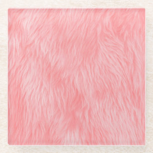 Dessous-de-verre En Verre Texture de la fourrure de laine rose souple
