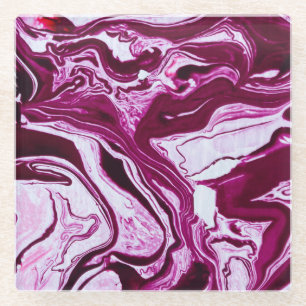 Dessous-de-verre En Verre Texture de marbre magenta : Art Abstrait des fluid