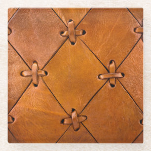 Dessous-de-verre En Verre Texture en cuir, détails de selvage naturel.