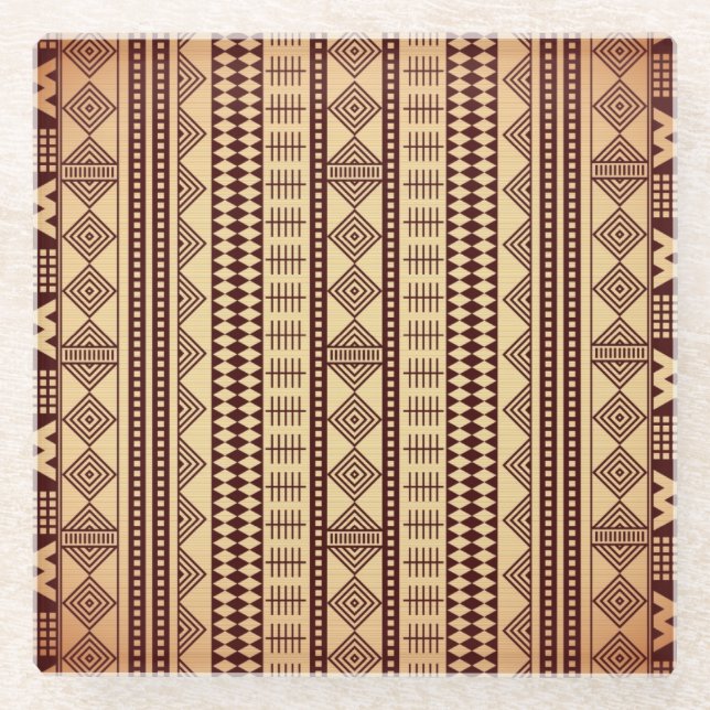 Dessous-de-verre En Verre Texture ethnique Brown (Devant)