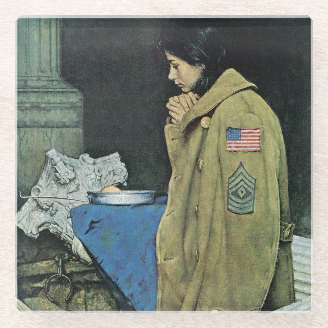 Dessous-de-verre En Verre Thanksgiving de réfugié (Devant)