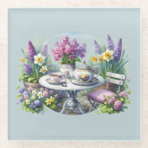 Dessous-de-verre En Verre Thé dansant floral vintage dans un jardin