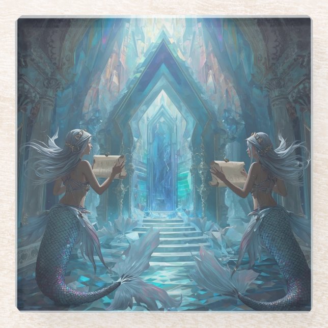 Dessous-de-verre En Verre The Scroll Keepers of the Deep” (Devant)