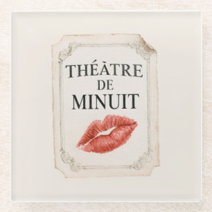 Dessous-de-verre En Verre Théâtre français de minuit baiser aux lèvres rouge