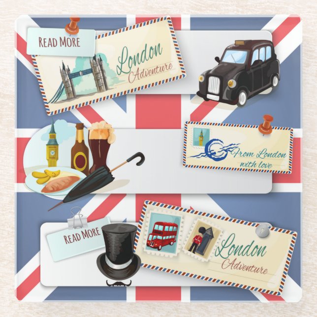 Dessous-de-verre En Verre Thème Londres (Devant)