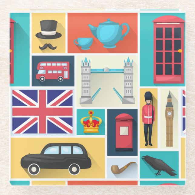 Dessous-de-verre En Verre Thème Londres (Devant)