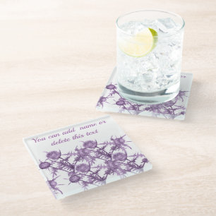 Dessous-de-verre En Verre THISTTLE violet motif