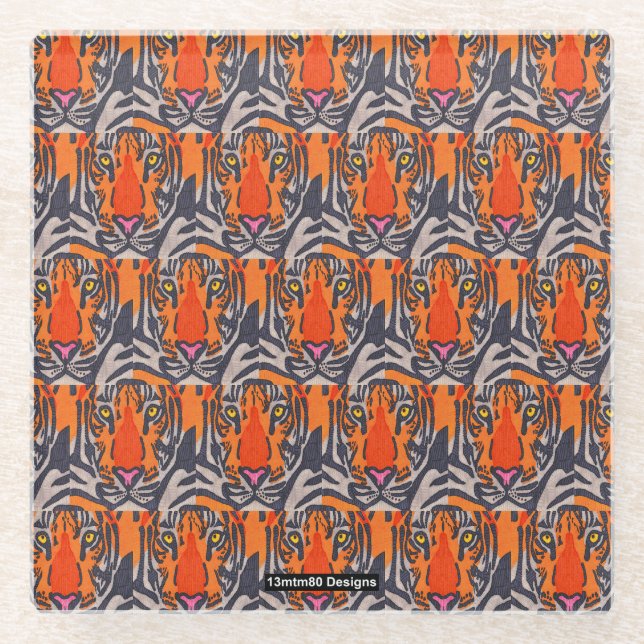 Dessous-de-verre En Verre Tiger (pattern) - Glass Coaster (Devant)