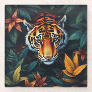 Dessous-de-verre En Verre « Tigre à Moi » – Portrait de Tigre Coloré
