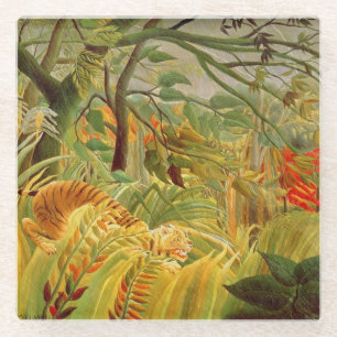 Dessous-de-verre En Verre Tigre dans une tempête tropicale 1891